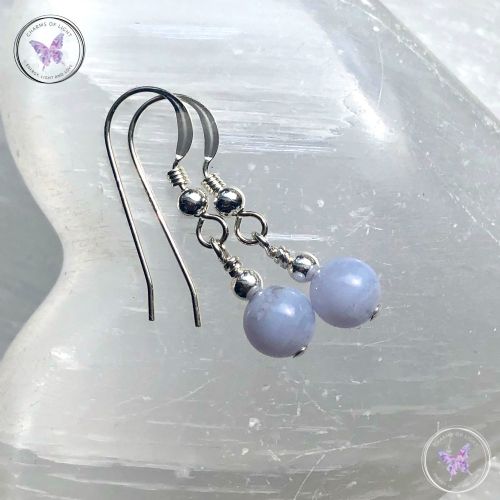 Classical Blue Lace Agate Silver Earrings